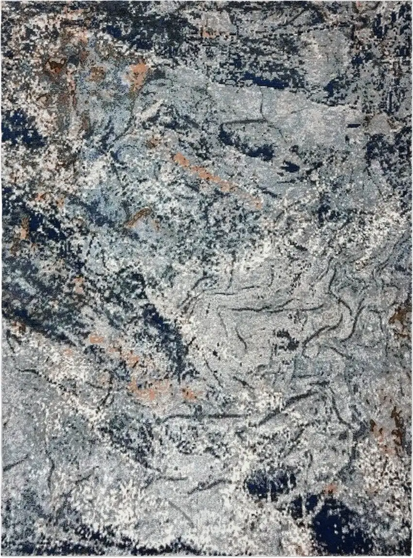 Navy and Gray Abstract Ice Area Rug Photo 2