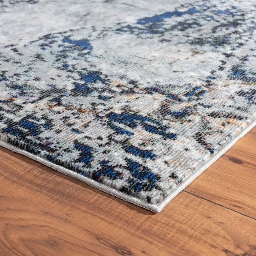 Navy and Gray Abstract Ice Area Rug Photo 6