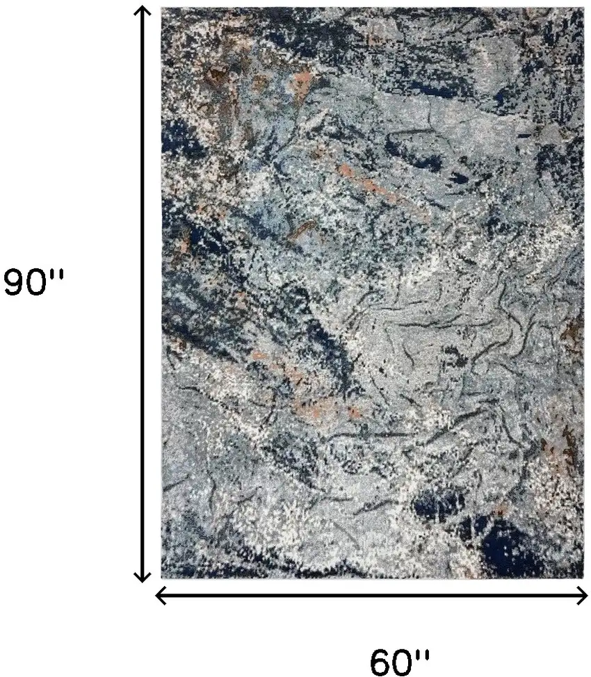 Navy and Gray Abstract Ice Area Rug Photo 3
