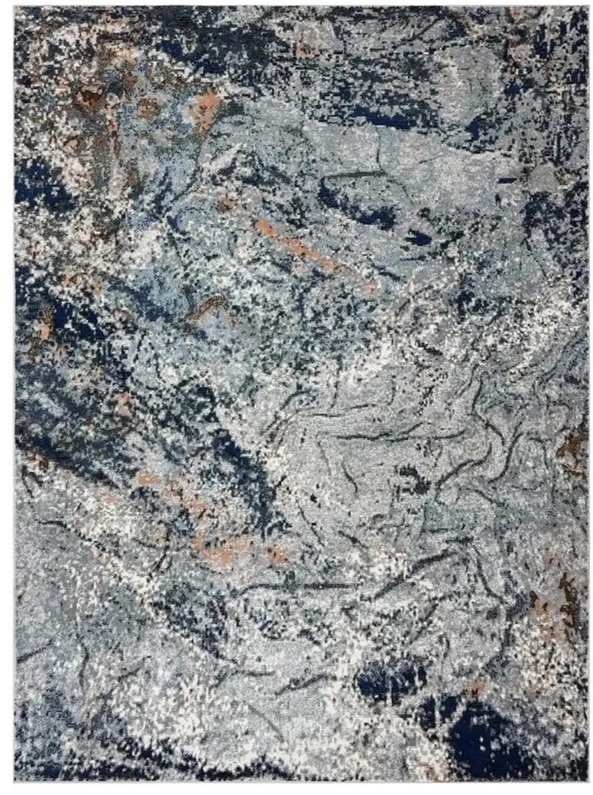 Navy and Gray Abstract Ice Area Rug Photo 2