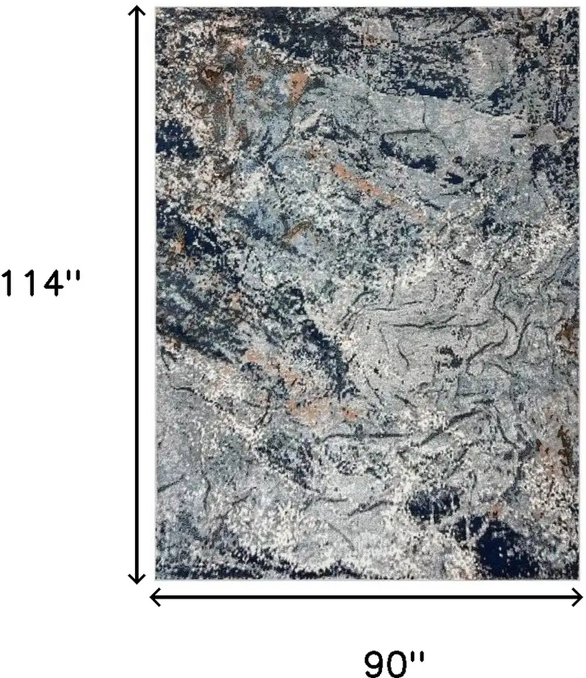 Navy and Gray Abstract Ice Area Rug Photo 3
