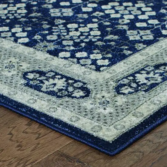 Navy and Gray Floral Ditsy Area Rug Photo 3