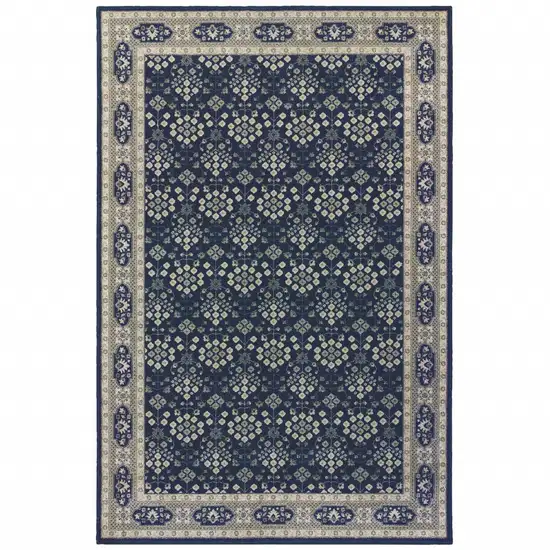 Navy and Gray Floral Ditsy Area Rug Photo 1