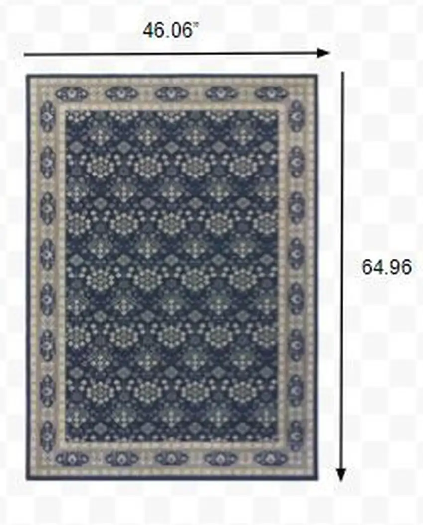 Navy and Gray Floral Ditsy Area Rug Photo 2