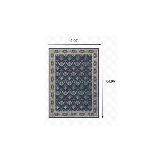 Navy and Gray Floral Ditsy Area Rug Photo 2