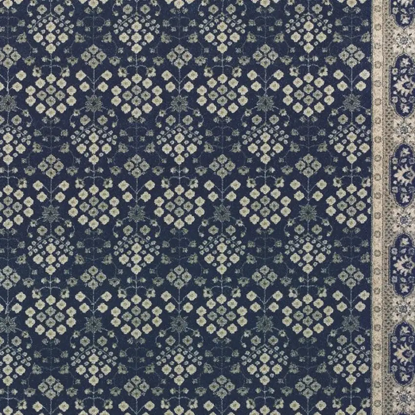 Navy And Gray Floral Ditsy Area Rug Photo 5