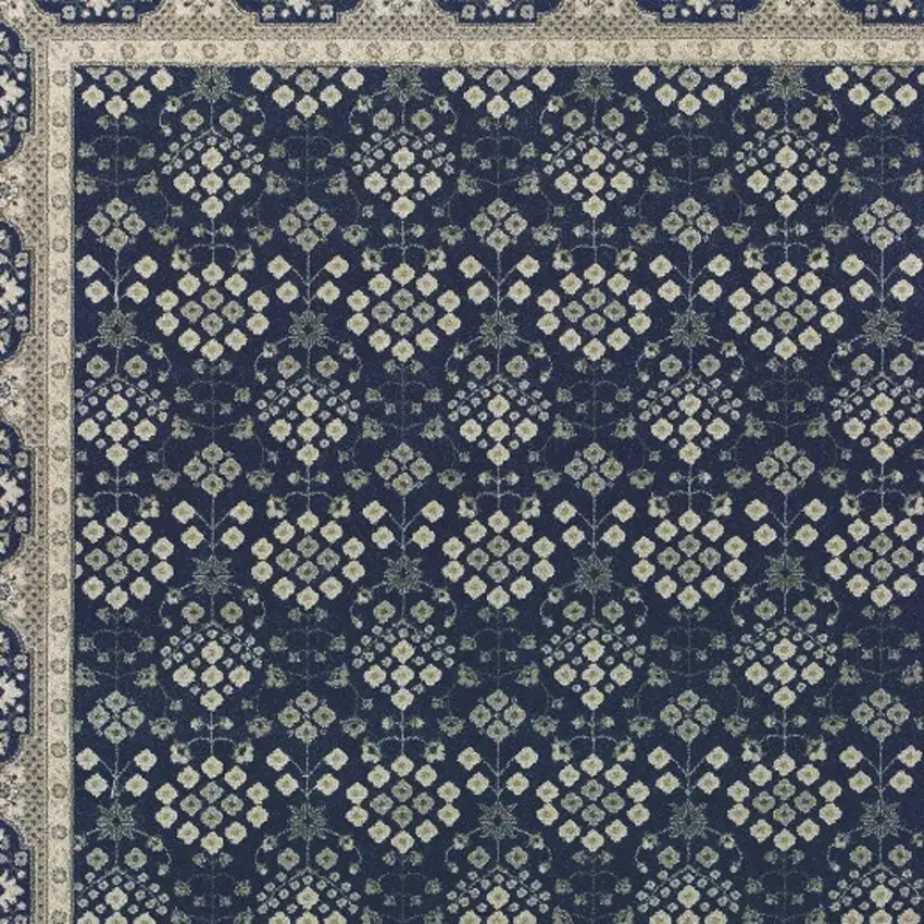 Navy and Gray Floral Ditsy Area Rug Photo 4