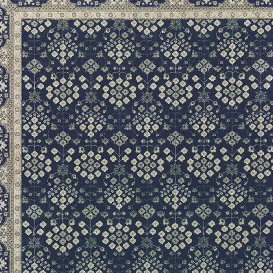 Navy and Gray Floral Ditsy Area Rug Photo 4