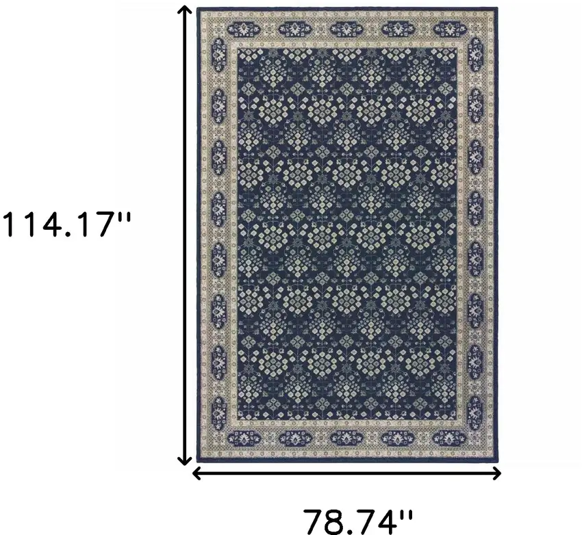 Navy and Gray Floral Ditsy Area Rug Photo 6