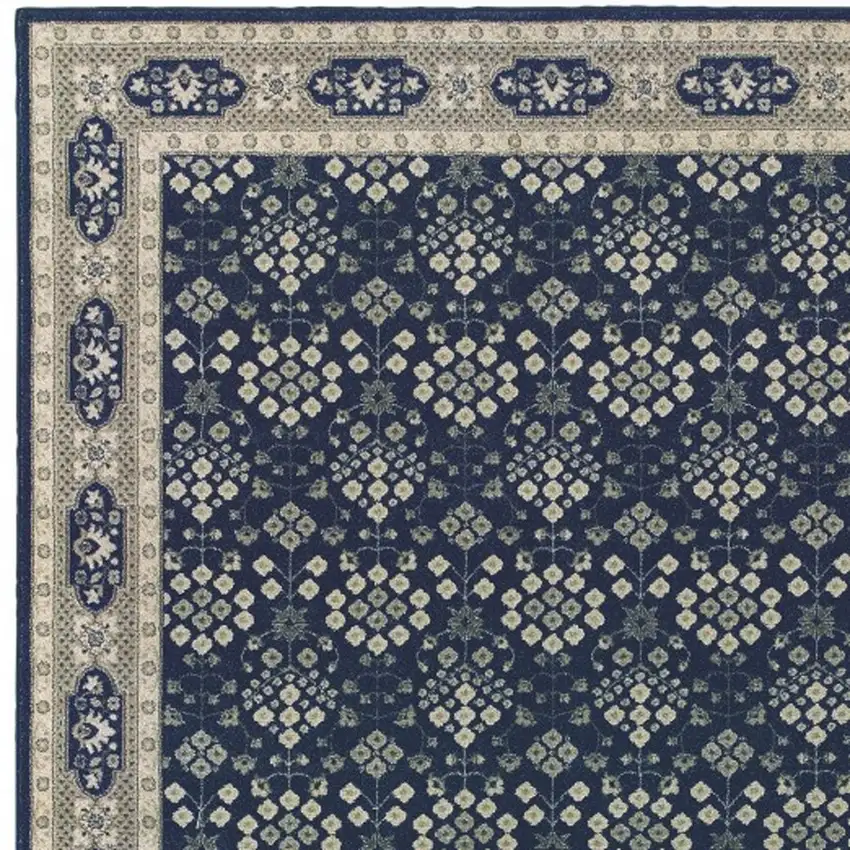Navy and Gray Floral Ditsy Area Rug Photo 4