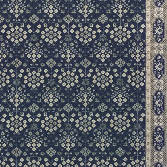 Navy and Gray Floral Ditsy Area Rug Photo 4