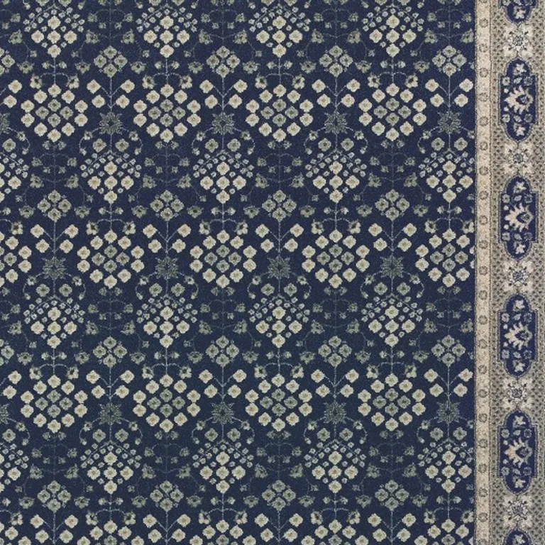 Navy and Gray Floral Ditsy Area Rug Photo 4