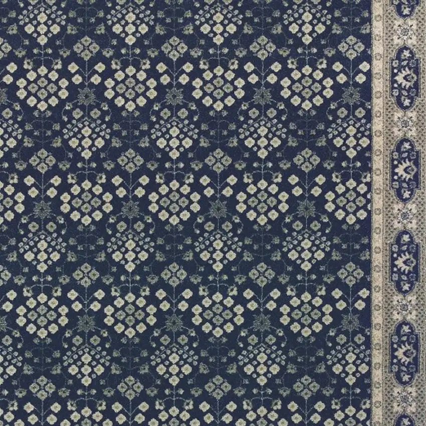 Navy and Gray Floral Ditsy Area Rug Photo 4