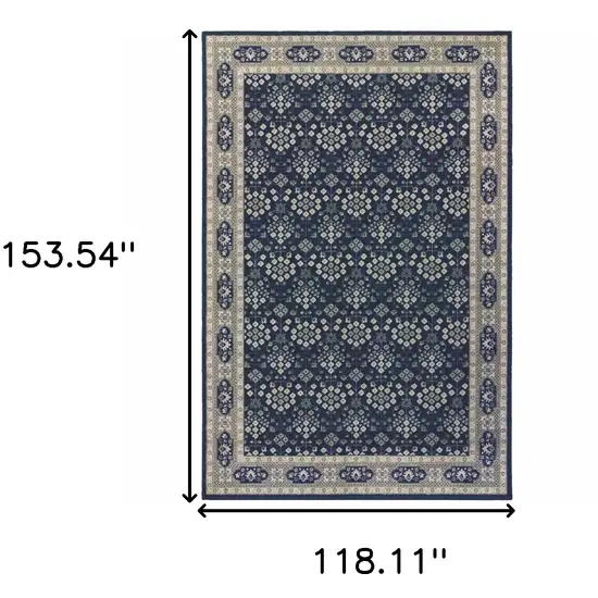 Navy and Gray Floral Ditsy Area Rug Photo 6