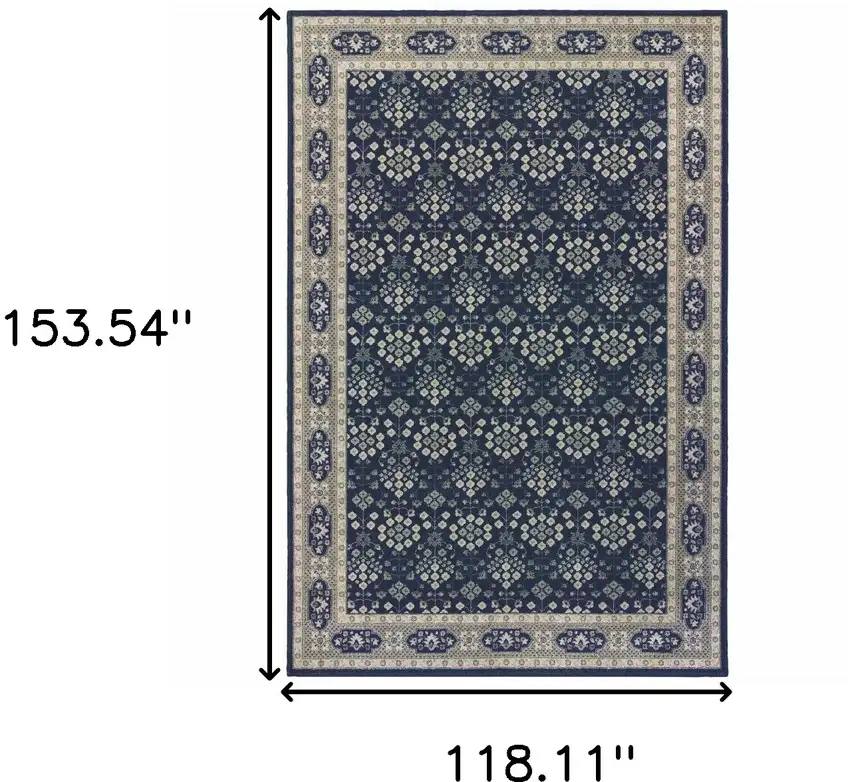 Navy and Gray Floral Ditsy Area Rug Photo 6