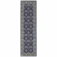 Photo of Navy and Gray Floral Ditsy Runner Rug