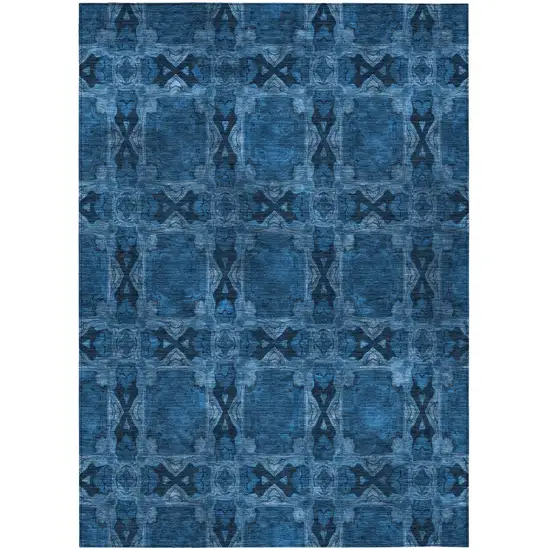 Gray Floral Medallion Washable Indoor Outdoor Area Rug Photo 2