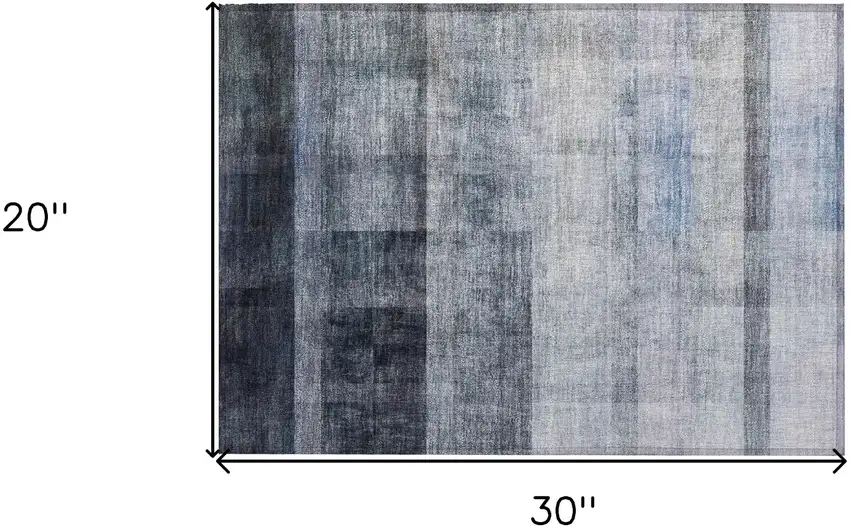 Navy and Gray Ombre Washable Non Skid Indoor Outdoor Area Rug Photo 3