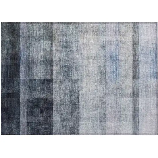 Navy and Gray Ombre Washable Non Skid Indoor Outdoor Area Rug Photo 2