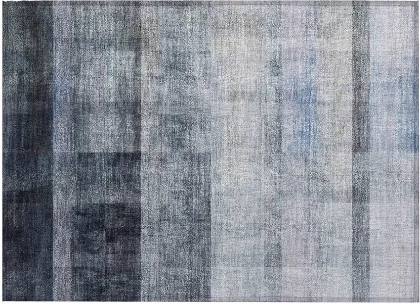 Navy and Gray Ombre Washable Non Skid Indoor Outdoor Area Rug Photo 2