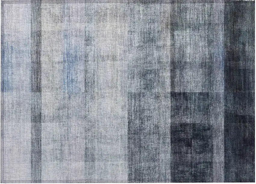Navy and Gray Ombre Washable Non Skid Indoor Outdoor Area Rug Photo 5