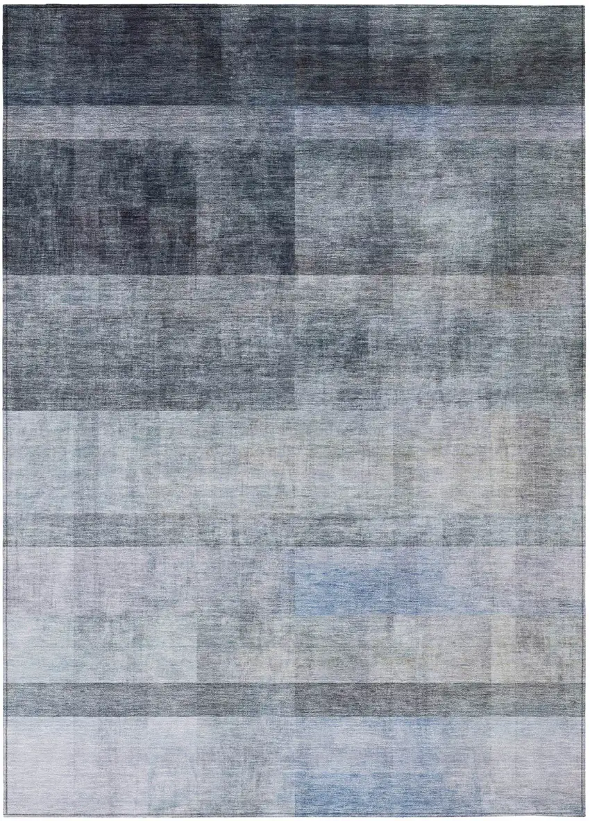 Navy and Gray Ombre Washable Non Skid Indoor Outdoor Area Rug Photo 2