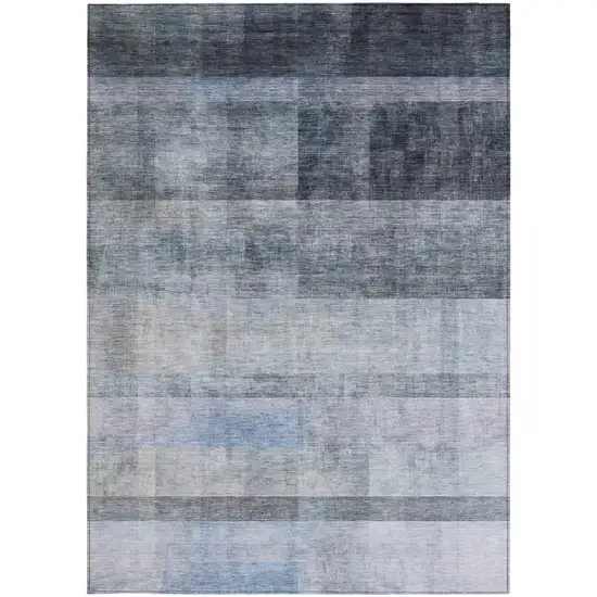 Navy and Gray Ombre Washable Non Skid Indoor Outdoor Area Rug Photo 4