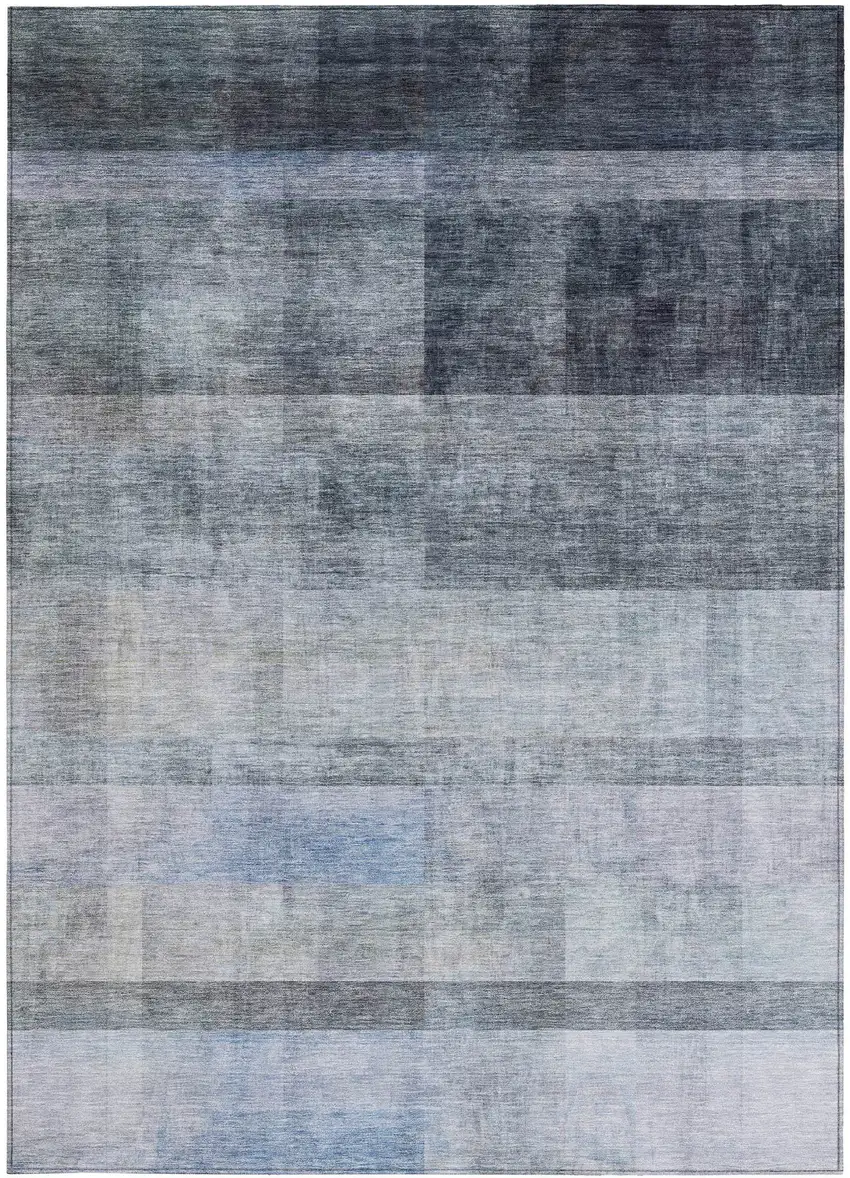 Navy and Gray Ombre Washable Non Skid Indoor Outdoor Area Rug Photo 4