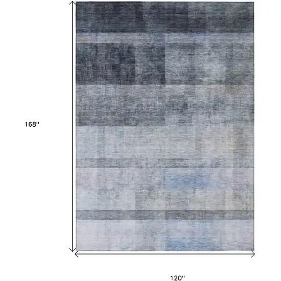 Navy and Gray Ombre Washable Non Skid Indoor Outdoor Area Rug Photo 3