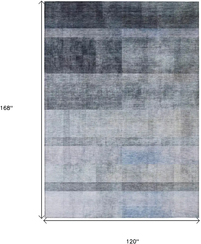 Navy and Gray Ombre Washable Non Skid Indoor Outdoor Area Rug Photo 3