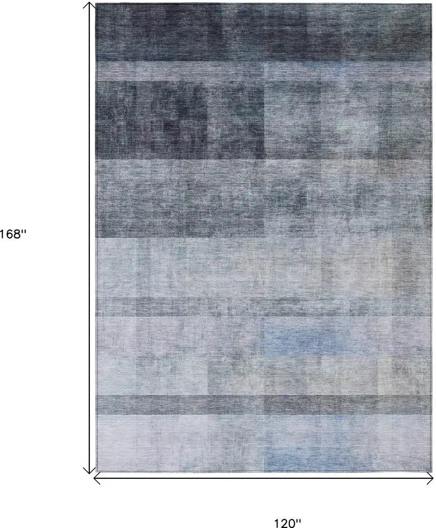 Navy and Gray Ombre Washable Non Skid Indoor Outdoor Area Rug Photo 3