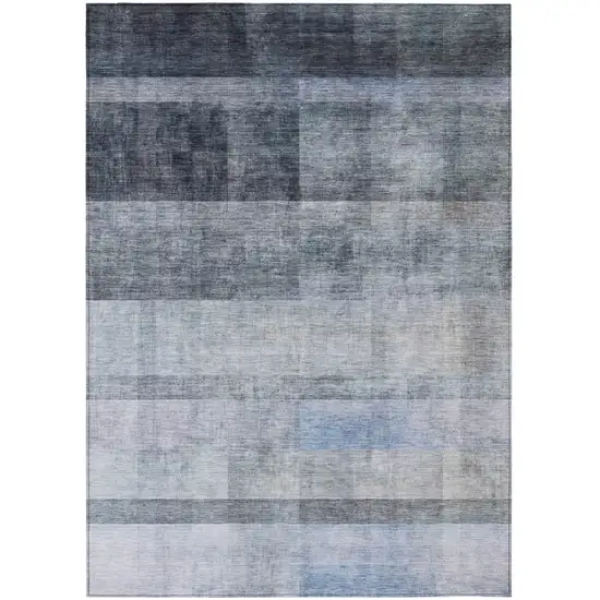 Navy and Gray Ombre Washable Non Skid Indoor Outdoor Area Rug Photo 2