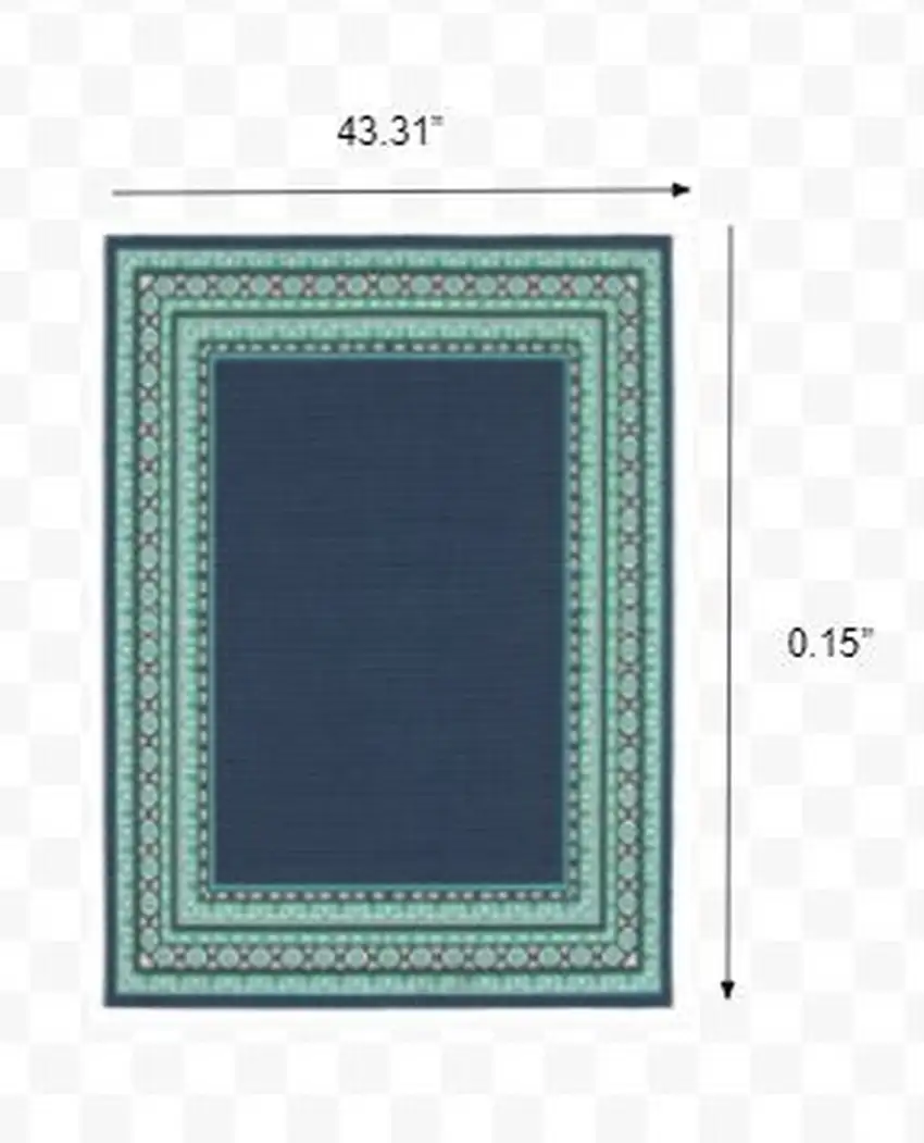 Navy and Green Geometric Indoor Outdoor Area Rug Photo 2