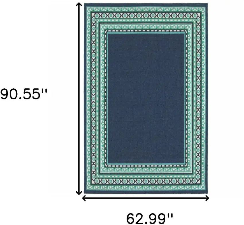 Navy and Green Geometric Indoor Outdoor Area Rug Photo 8