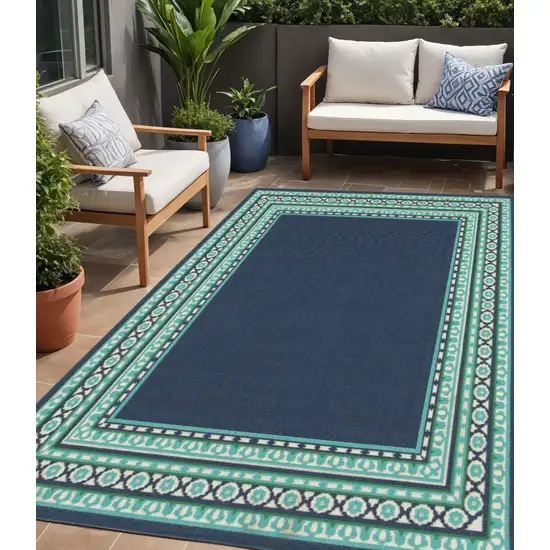Blue and Green Indoor Outdoor Area Rug Photo 1
