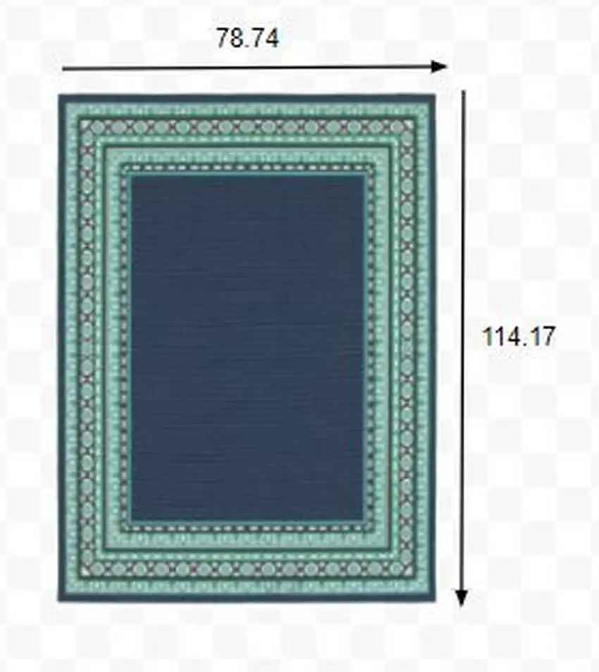 Navy and Green Geometric Indoor Outdoor Area Rug Photo 2