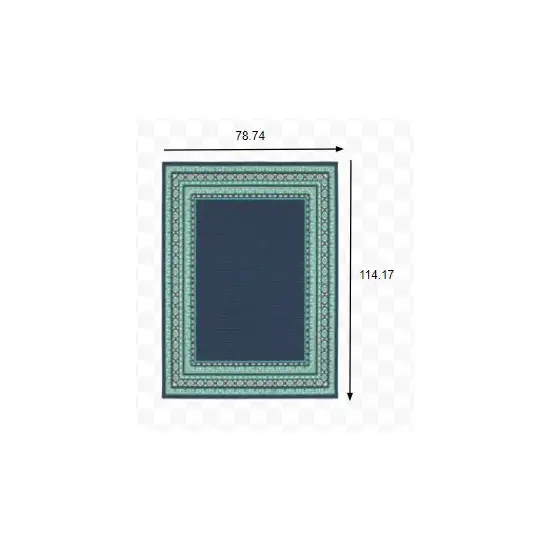 Navy and Green Geometric Indoor Outdoor Area Rug Photo 2