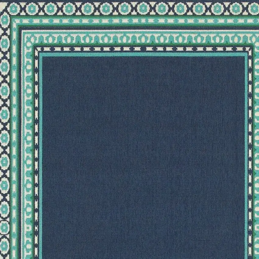 Navy and Green Geometric Indoor Outdoor Area Rug Photo 5