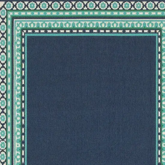 Navy and Green Geometric Indoor Outdoor Area Rug Photo 5