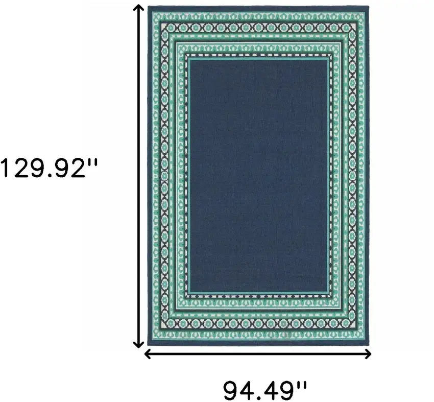 Navy and Green Geometric Indoor Outdoor Area Rug Photo 8