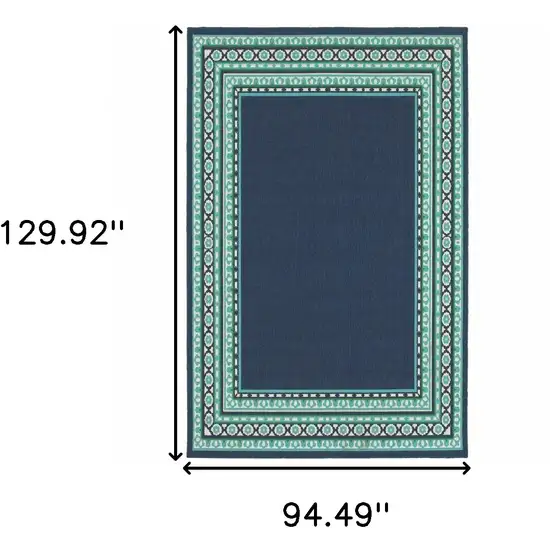 Navy and Green Geometric Indoor Outdoor Area Rug Photo 8