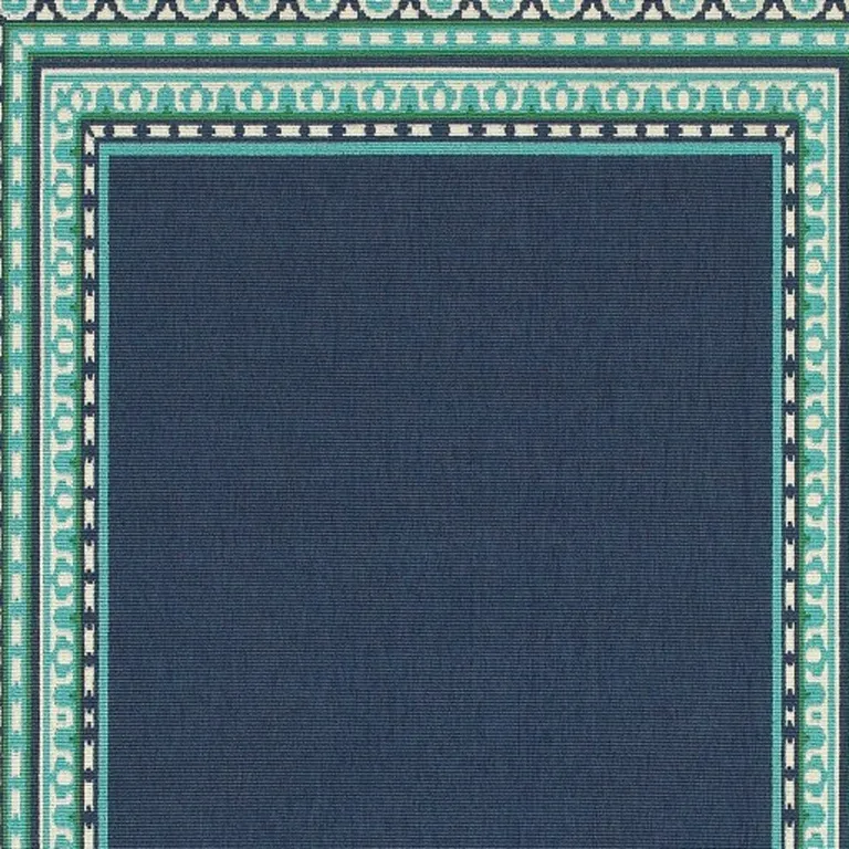 Navy and Green Geometric Indoor Outdoor Area Rug Photo 4
