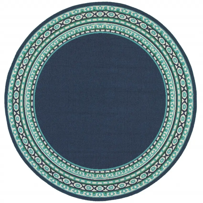 Navy and Green Geometric Indoor Outdoor Area Rug Photo 3