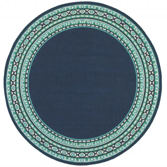 Navy and Green Geometric Indoor Outdoor Area Rug Photo 3