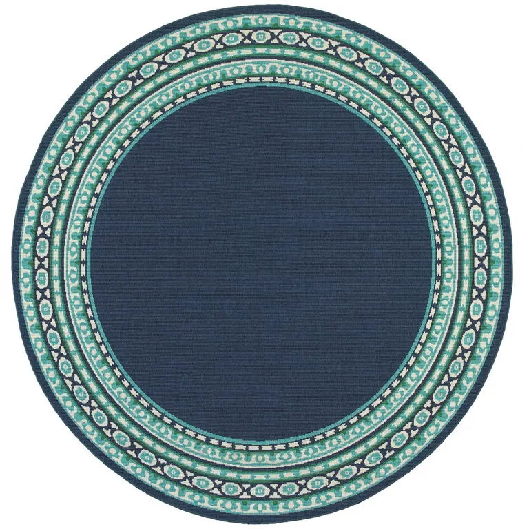 Navy and Green Geometric Indoor Outdoor Area Rug Photo 2