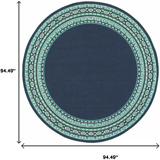 Blue And Green Round Indoor Outdoor Area Rug Photo 8