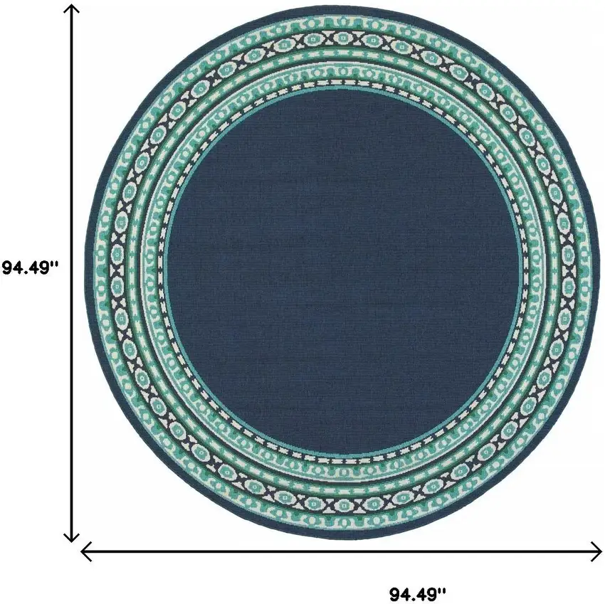 Blue And Green Round Indoor Outdoor Area Rug Photo 8