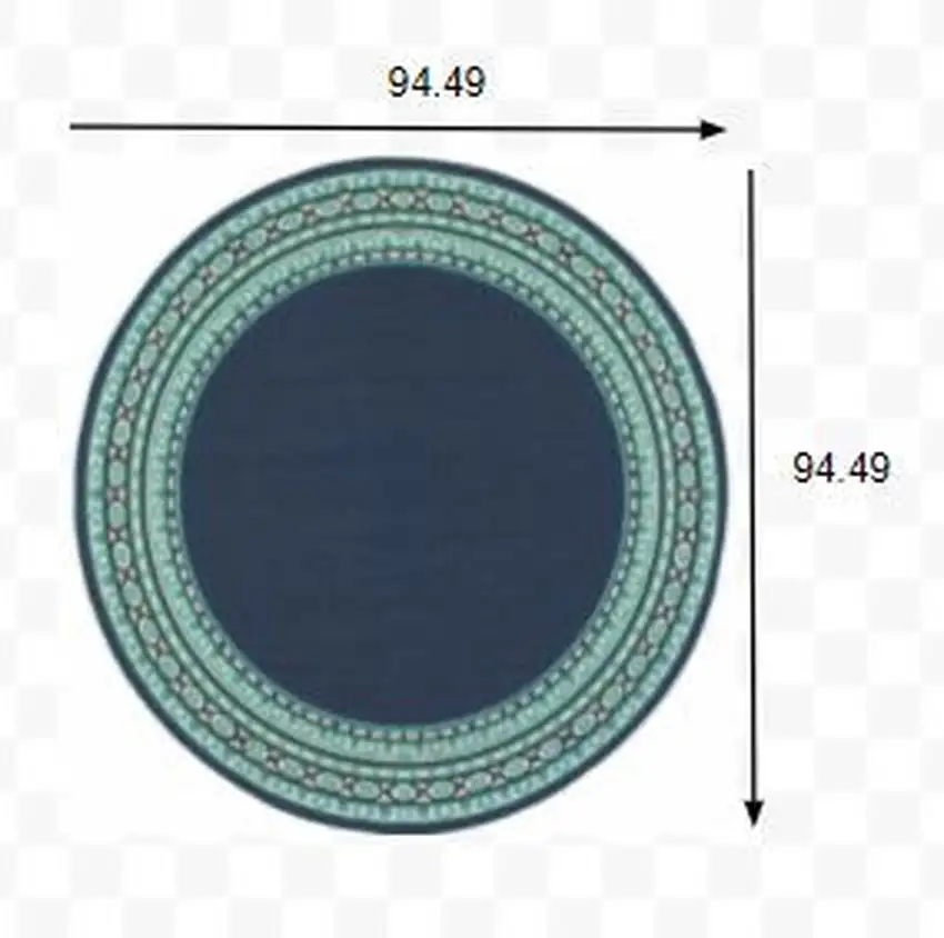 Navy and Green Geometric Indoor Outdoor Area Rug Photo 2