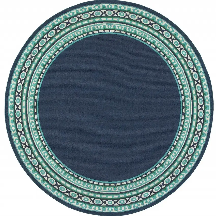 Navy and Green Geometric Indoor Outdoor Area Rug Photo 4