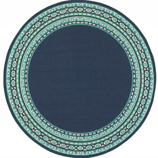 Navy and Green Geometric Indoor Outdoor Area Rug Photo 4